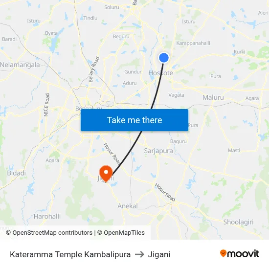 Kateramma Temple Kambalipura to Jigani map