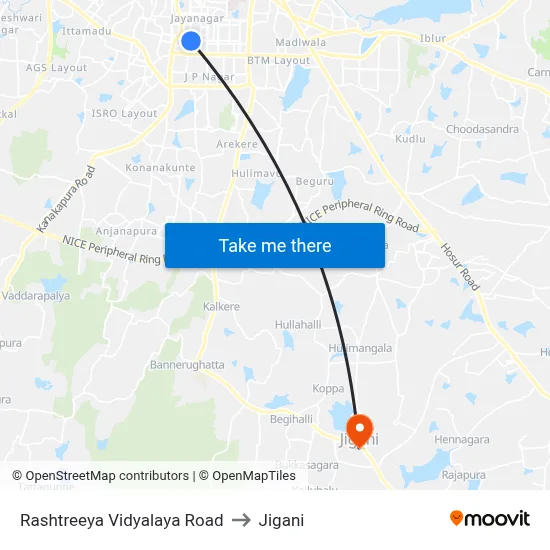 Rashtreeya Vidyalaya Road to Jigani map