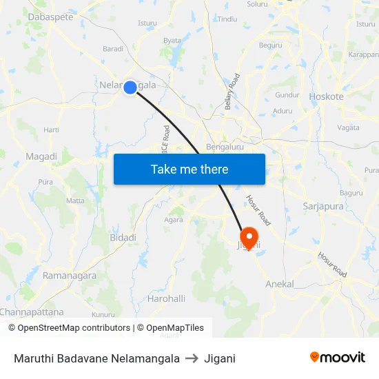 Maruthi Badavane Nelamangala to Jigani map