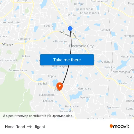 Hosa Road to Jigani map