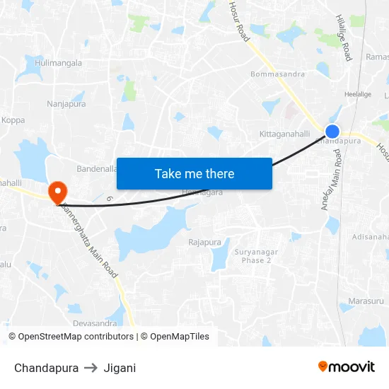 Chandapura to Jigani map