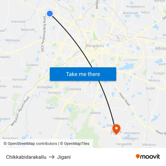 Chikkabidarakallu to Jigani map