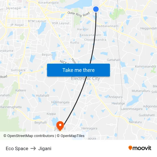 Eco Space to Jigani map