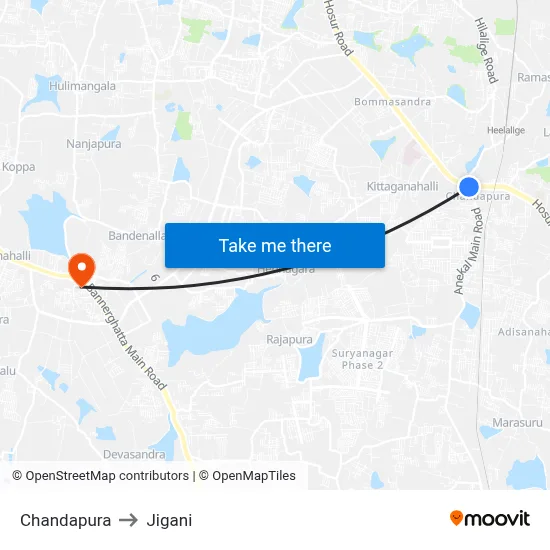 Chandapura to Jigani map
