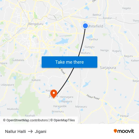 Nallur Halli to Jigani map