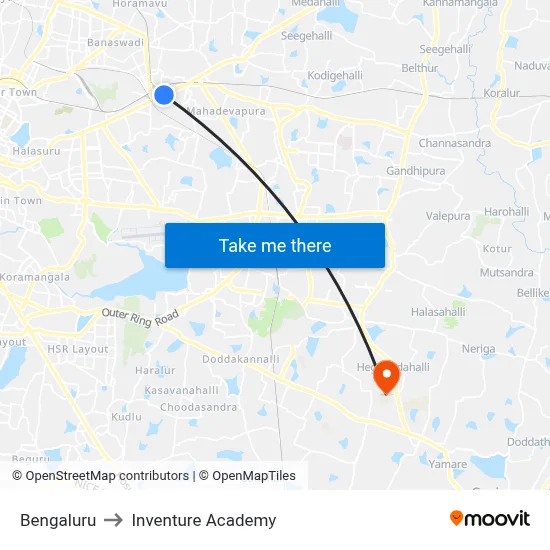बेंगलुरु to इन्वेंचर अकादमी map