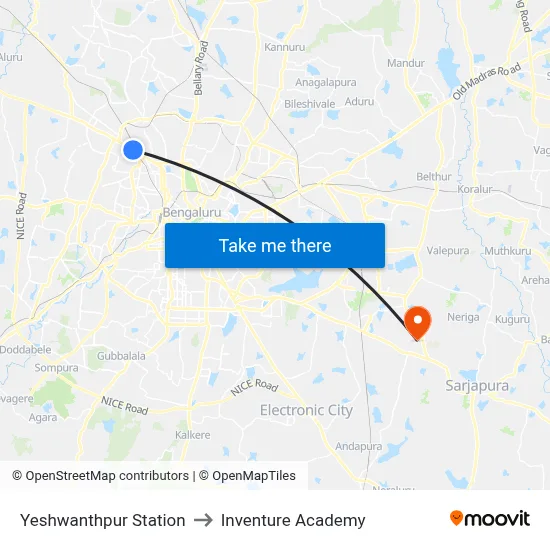 येशवंतपुर स्टेशन to इन्वेंचर अकादमी map