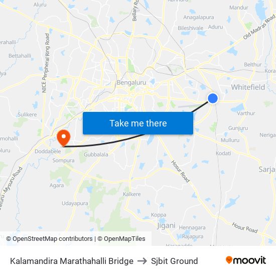 Kalamandira  Marathahalli Bridge to Sjbit Ground map