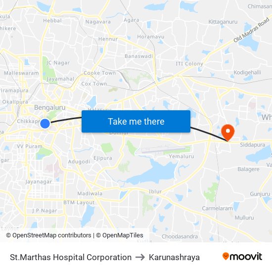 St.Marthas Hospital Corporation to Karunashraya map