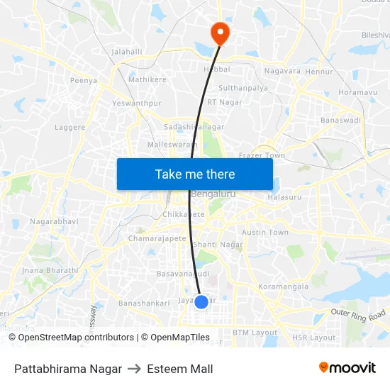 Pattabhirama Nagar to Esteem Mall map