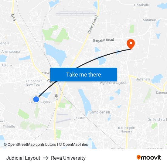 Judicial Layout to Reva University map