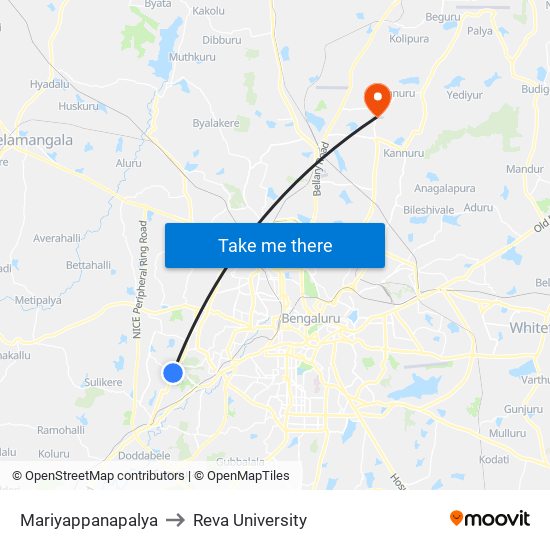 Mariyappanapalya to Reva University map