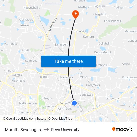 Maruthi Sevanagara to Reva University map