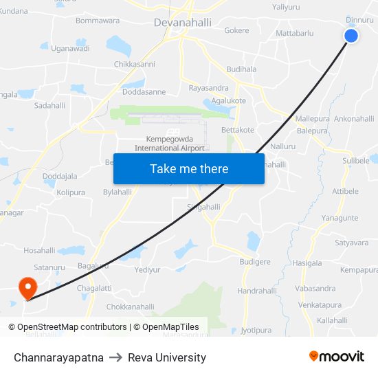 Channarayapatna to Reva University map