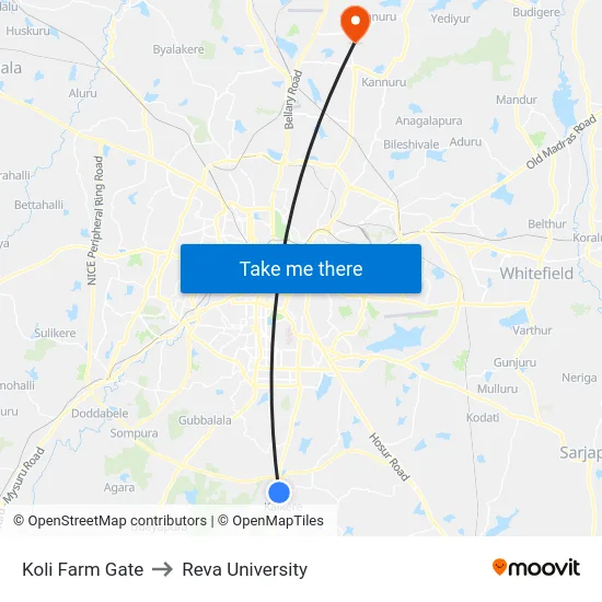 Koli Farm Gate to Reva University map