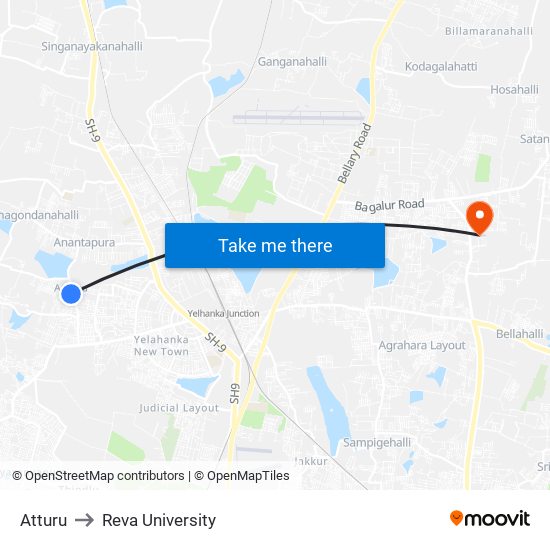 Atturu to Reva University map