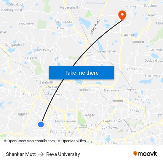 Shankar Mutt to Reva University map