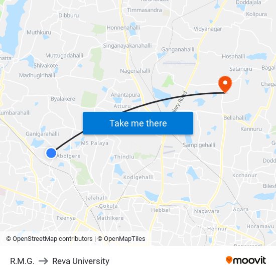 R.M.G. to Reva University map