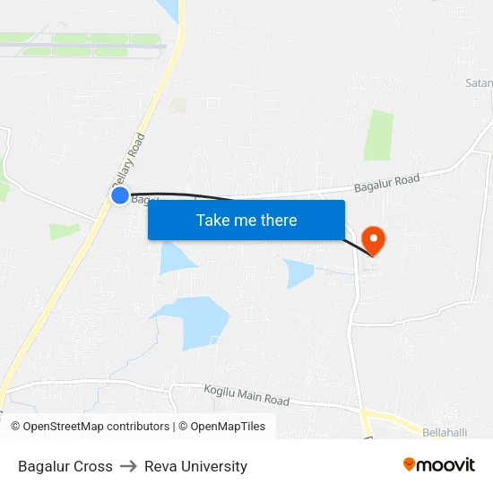 Bagalur Cross to Reva University map