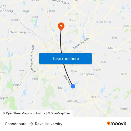 Chandapura to Reva University map