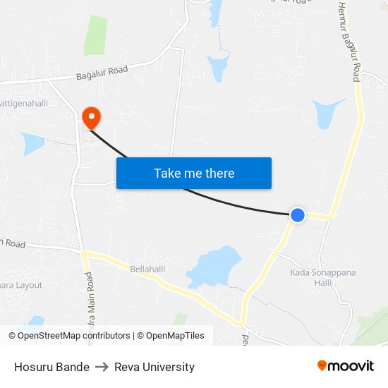 Hosuru Bande to Reva University map