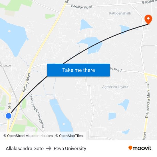 Allalasandra Gate to Reva University map