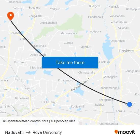 Naduvatti to Reva University map