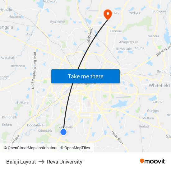 Balaji Layout to Reva University map