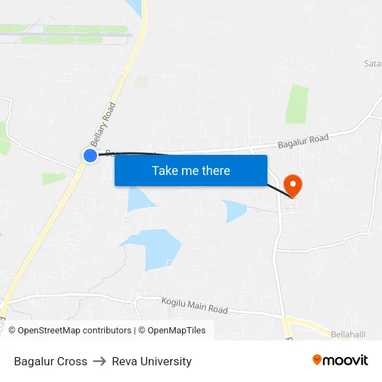 Bagalur Cross to Reva University map