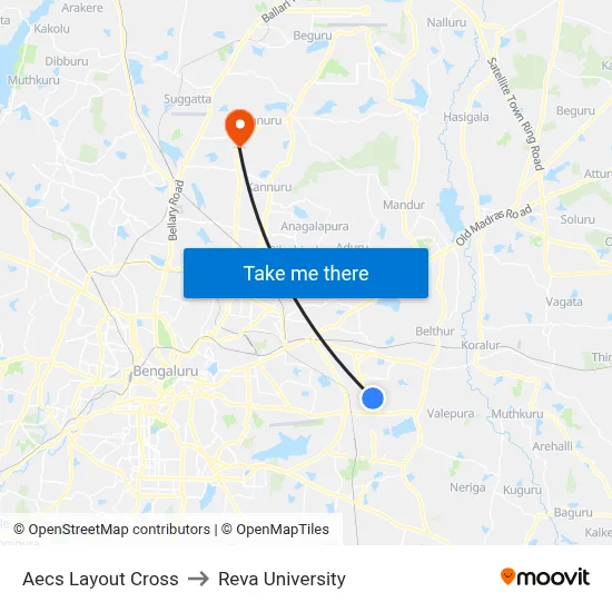 Aecs Layout Cross to Reva University map