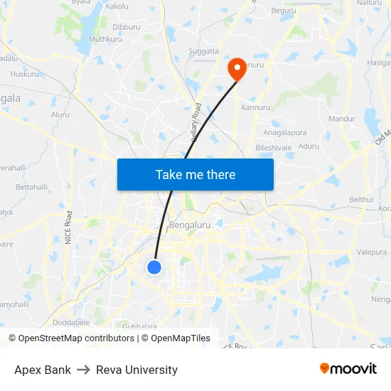 Apex Bank to Reva University map