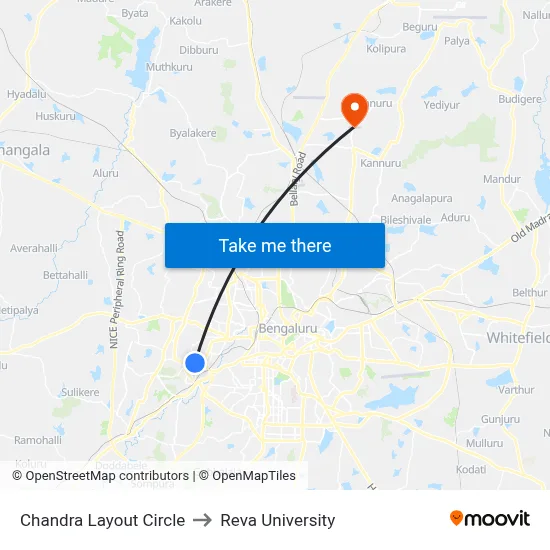 Chandra Layout Circle to Reva University map