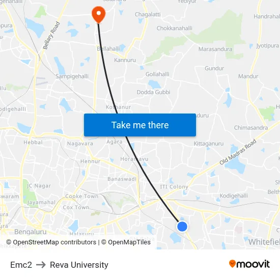 Emc2 to Reva University map