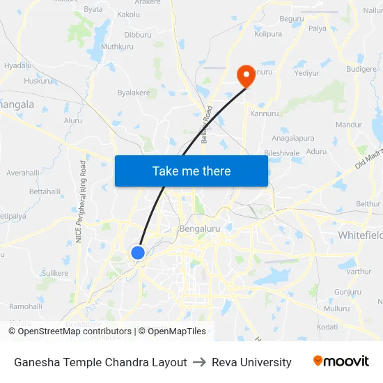 Ganesha Temple Chandra Layout to Reva University map