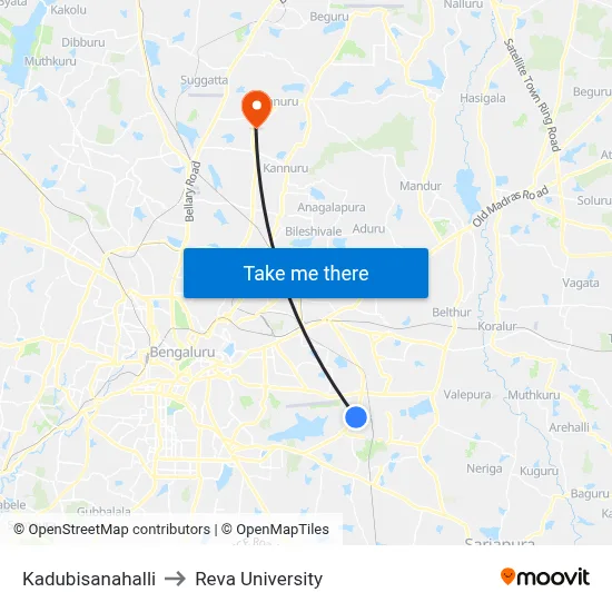 Kadubisanahalli to Reva University map
