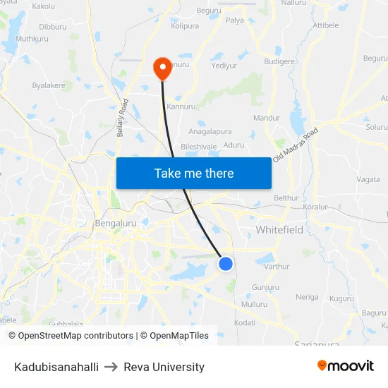 Kadubisanahalli to Reva University map