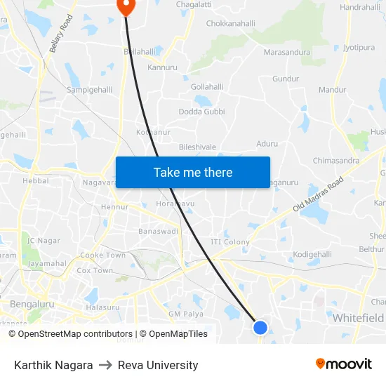 Karthik Nagara to Reva University map