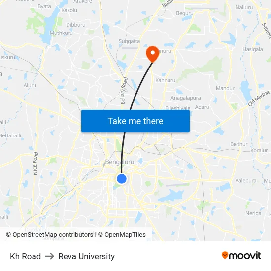 Kh Road to Reva University map