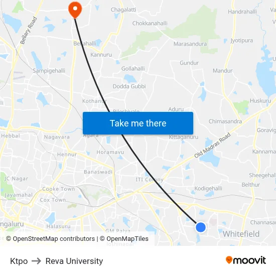 Ktpo to Reva University map