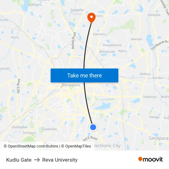 Kudlu Gate to Reva University map