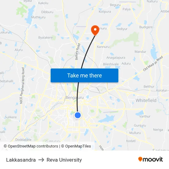 Lakkasandra to Reva University map