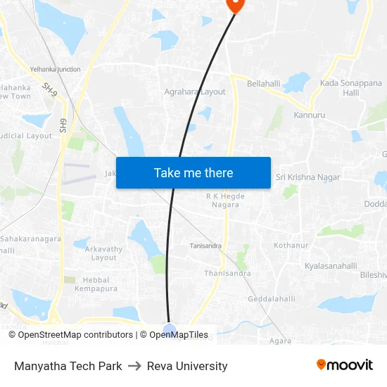 Manyatha Tech Park to Reva University map