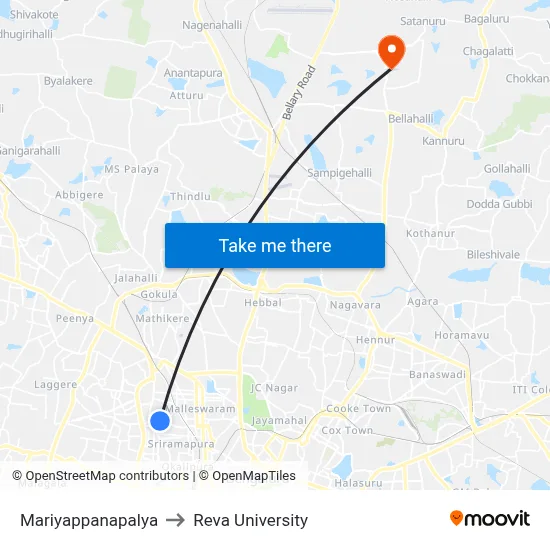Mariyappanapalya to Reva University map