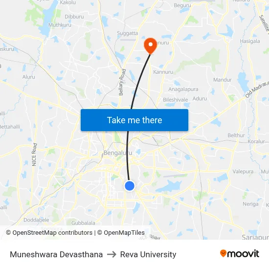 Muneshwara Devasthana to Reva University map