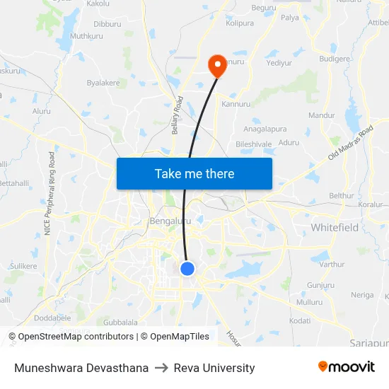 Muneshwara Devasthana to Reva University map