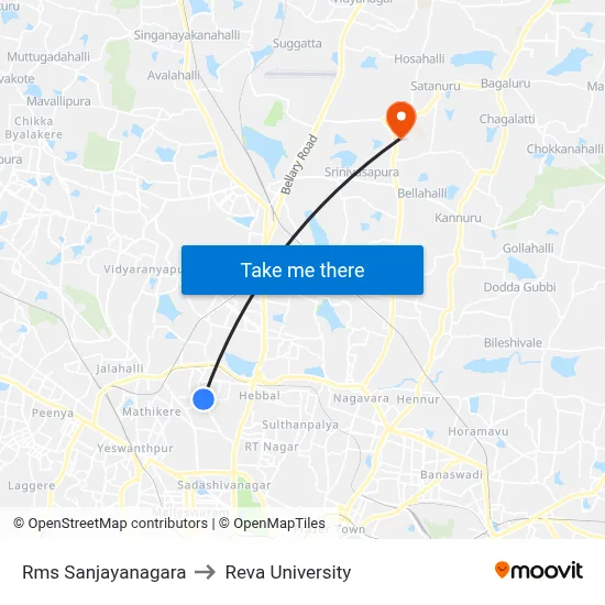 Rms Sanjayanagara to Reva University map