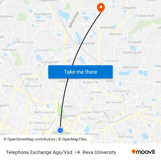 Telephone Exchange Ago/Vsd to Reva University map