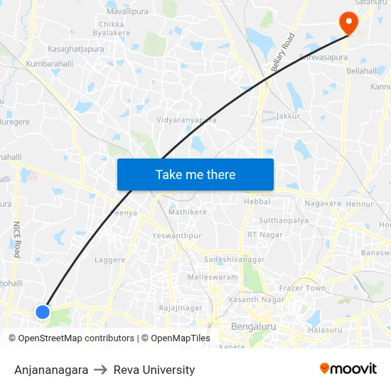 Anjananagara to Reva University map