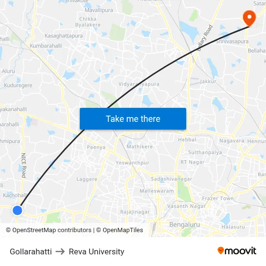 Gollarahatti to Reva University map