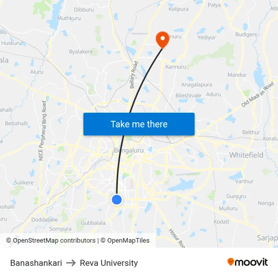 Banashankari to Reva University map
